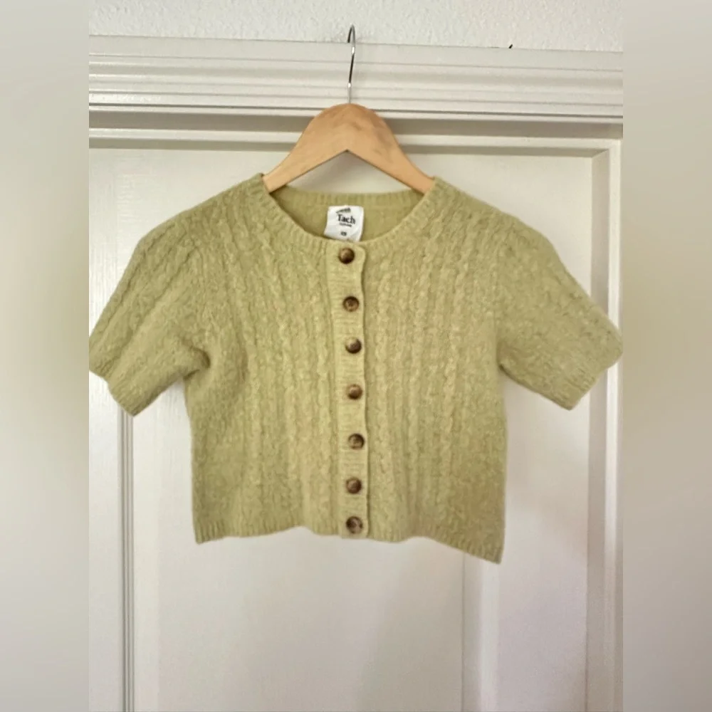 Tach Dalia knot pistachio Cardigan Sweater Too Anthropologie XS - Picture 6 of 7